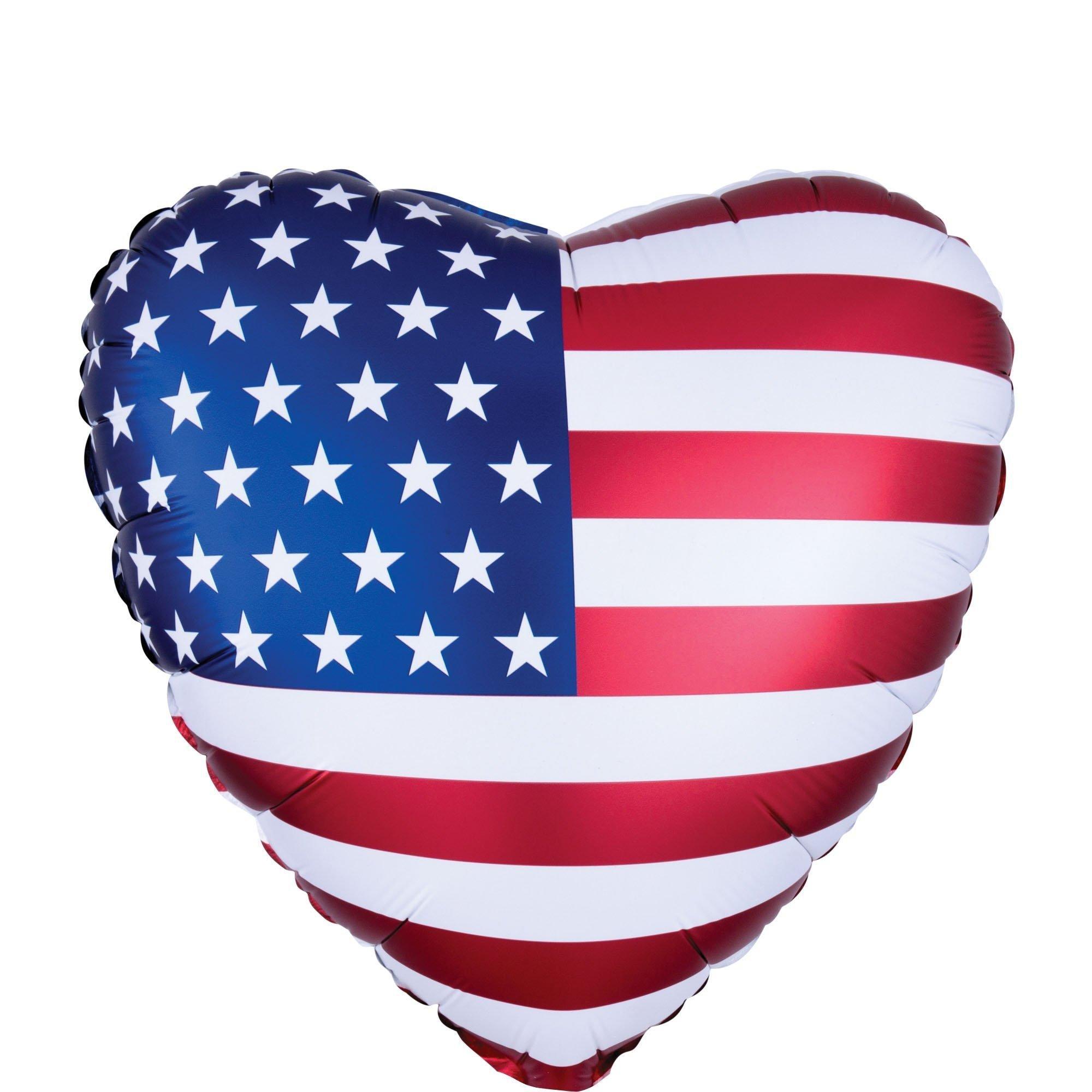 Premium American Flag Foil Balloon Bouquet with Balloon Weight, 13pc